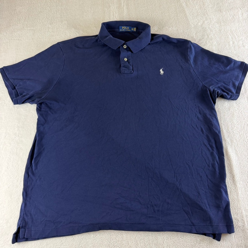 Polo Ralph Lauren Polo Shirt Mens XL Navy Blue Short Sleeve Pique